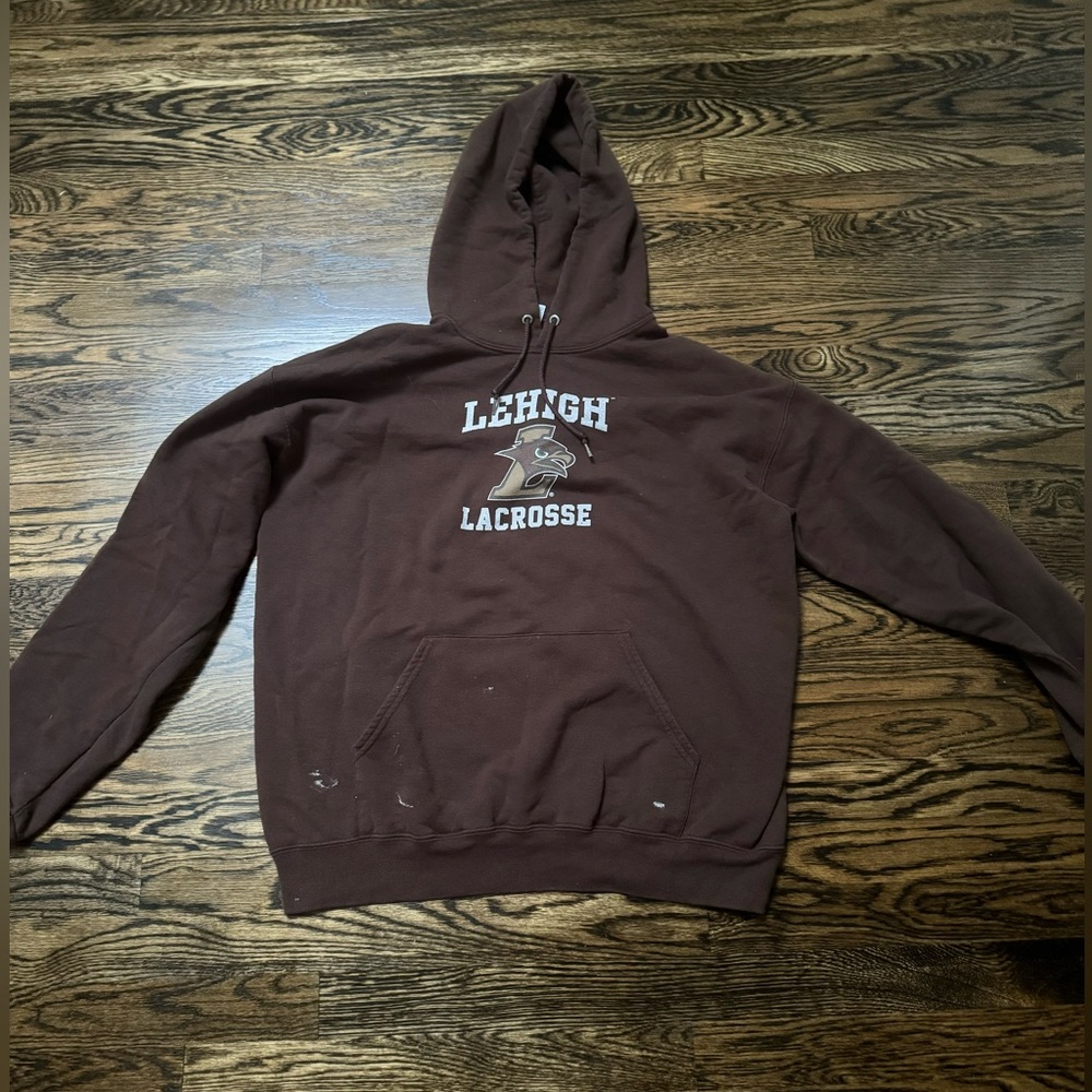Brown Lehigh Lacrosse Vintage Hoodie Size Large